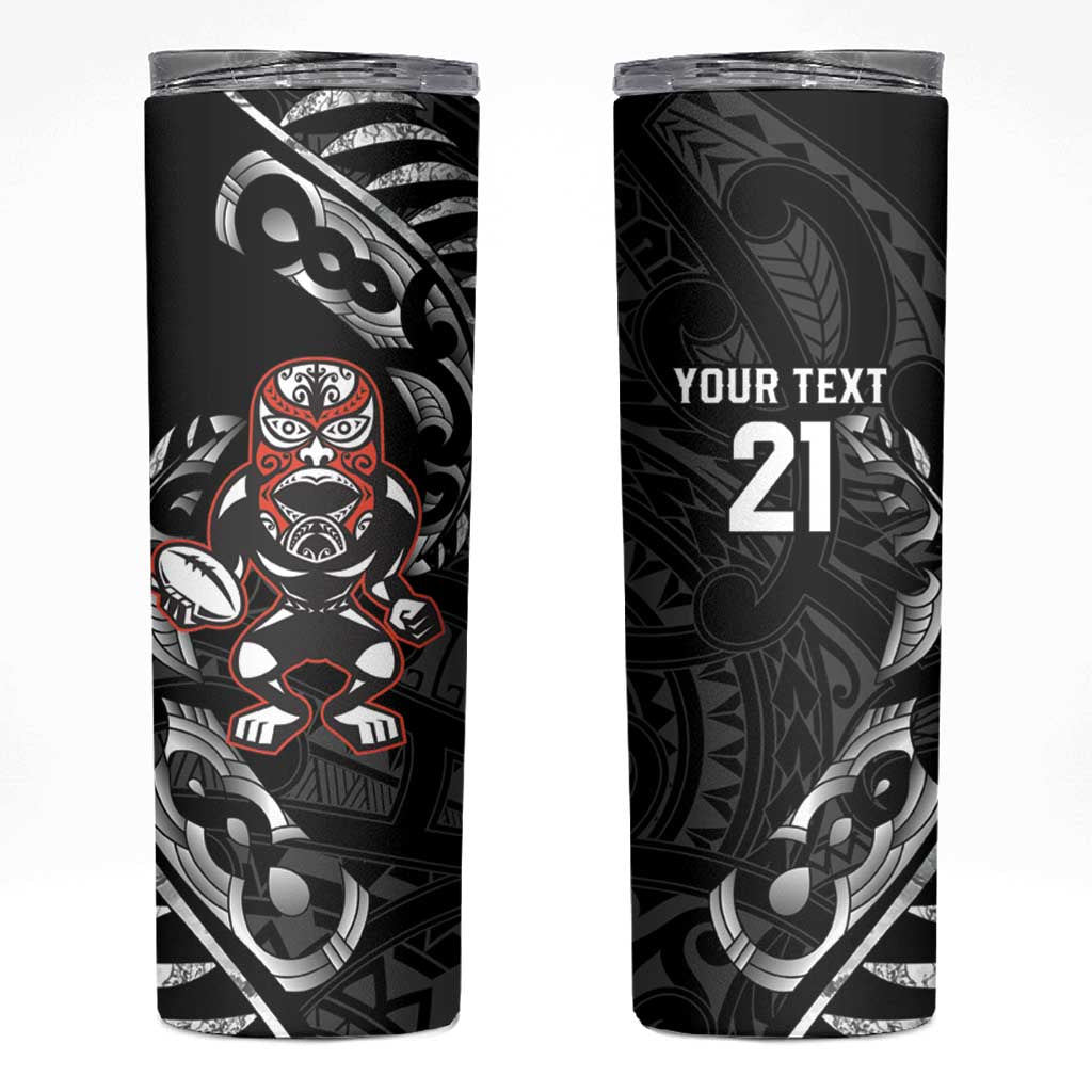 New Zealand Indigenous-Maori Rugby Custom Skinny Tumbler LT9 Black - Polynesian Pride