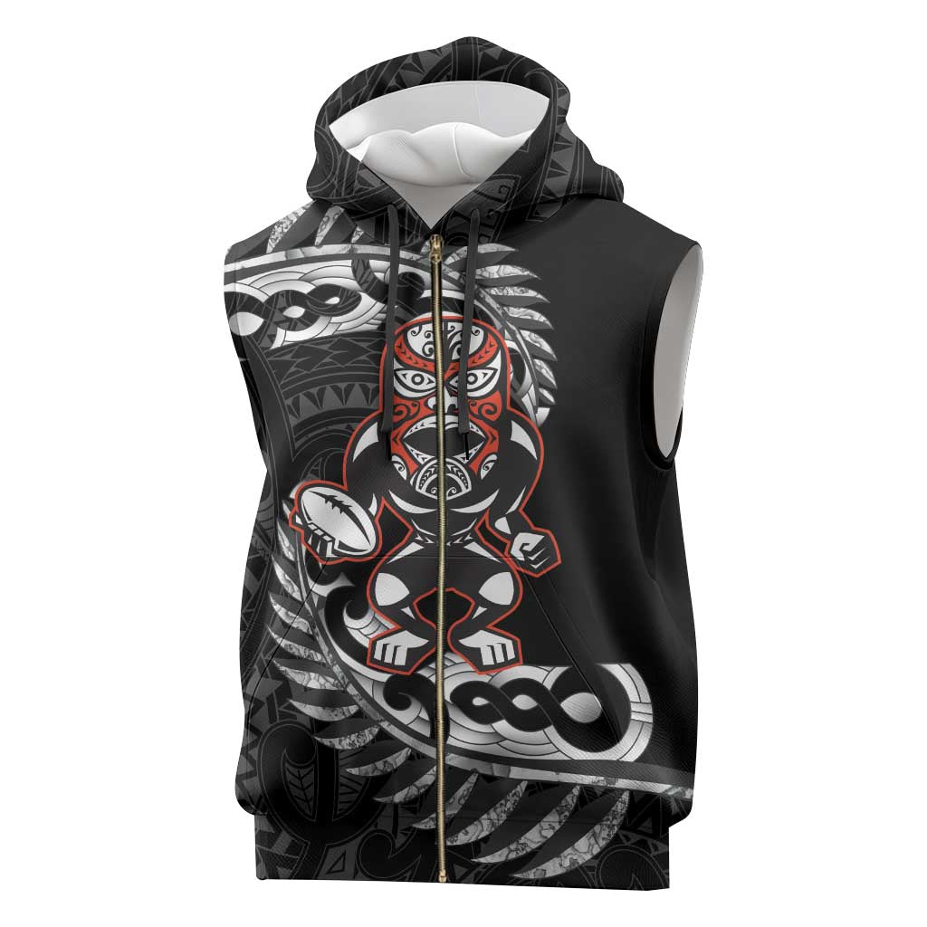 New Zealand Indigenous-Maori Rugby Custom Sleeveless Zip Hoodie - Polynesian Pride