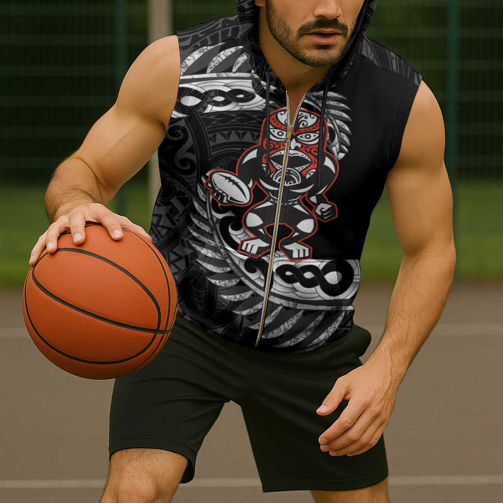 New Zealand Indigenous-Maori Rugby Custom Sleeveless Zip Hoodie - Polynesian Pride