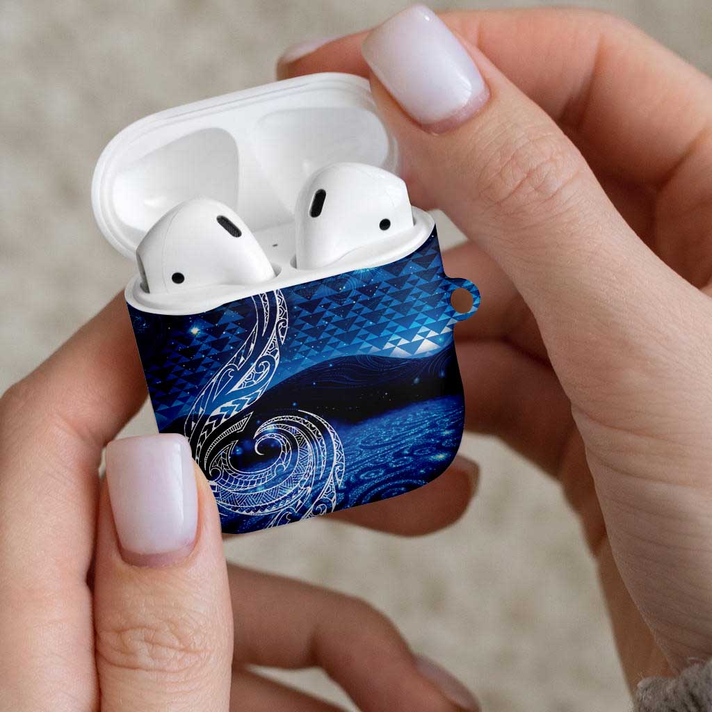 New Zealand Matariki AirPods Case Taniko Aramoana With Koru Galaxy Sky Night - Polynesian Pride