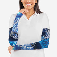 New Zealand Matariki Arm Sleeves Taniko Aramoana With Koru Galaxy Sky Night - Polynesian Pride