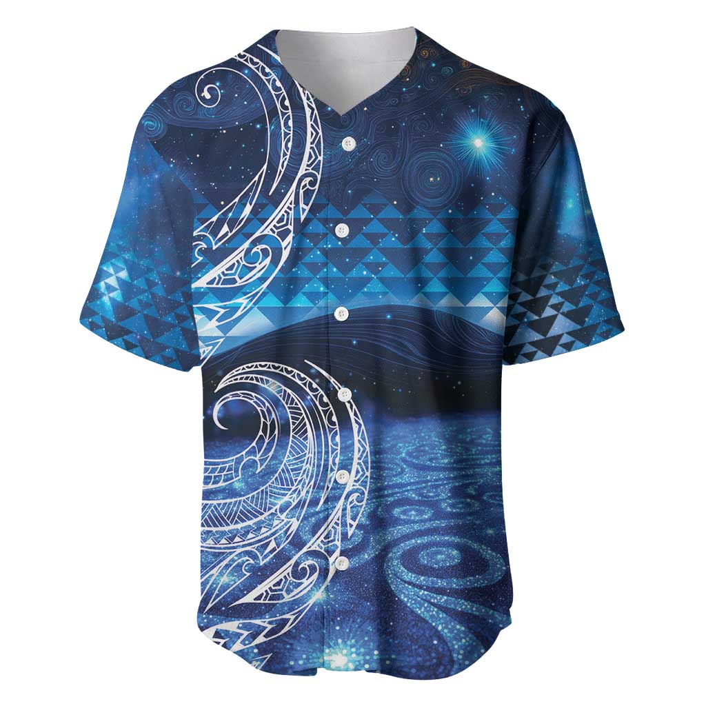 New Zealand Matariki Baseball Jersey Taniko Aramoana With Koru Galaxy Sky Night