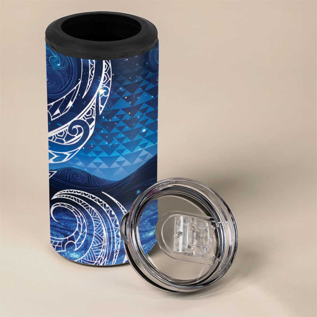 New Zealand Matariki 4 in 1 Can Cooler Tumbler Taniko Aramoana With Koru Galaxy Sky Night LT9 - Polynesian Pride