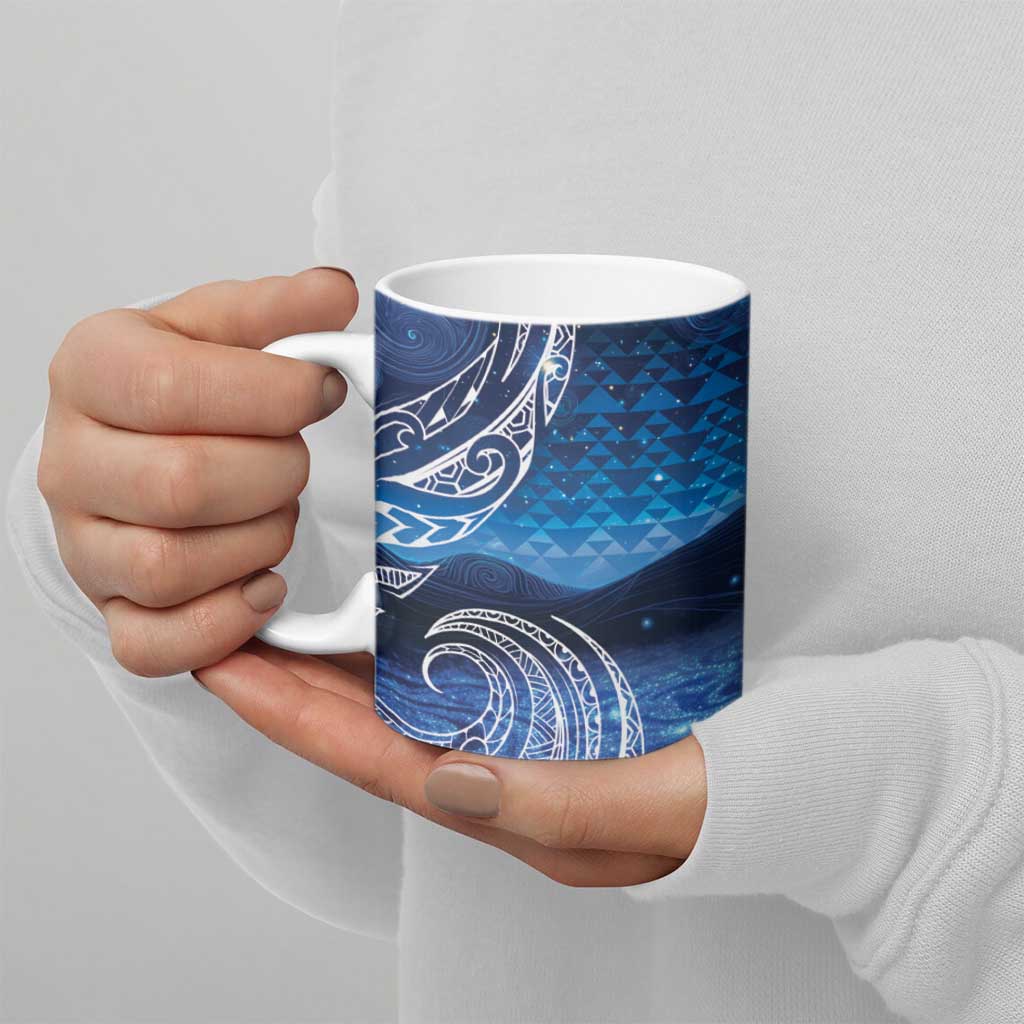 New Zealand Matariki Ceramic Mug Taniko Aramoana With Koru Galaxy Sky Night - Polynesian Pride