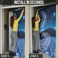 New Zealand Matariki Door Cover Taniko Aramoana With Koru Galaxy Sky Night - Polynesian Pride