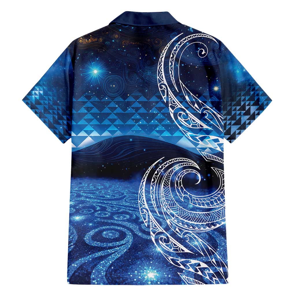 New Zealand Matariki Family Matching Long Sleeve Bodycon Dress and Hawaiian Shirt Taniko Aramoana With Koru Galaxy Sky Night LT9 - Polynesian Pride