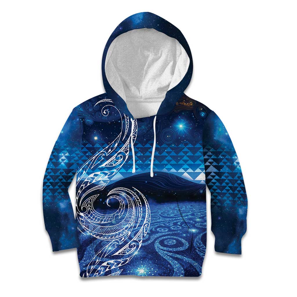 New Zealand Matariki Kid Hoodie Taniko Aramoana With Koru Galaxy Sky Night