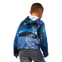 New Zealand Matariki Kid Hoodie Taniko Aramoana With Koru Galaxy Sky Night