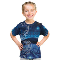 New Zealand Matariki Kid T Shirt Taniko Aramoana With Koru Galaxy Sky Night LT9 Galaxy - Polynesian Pride