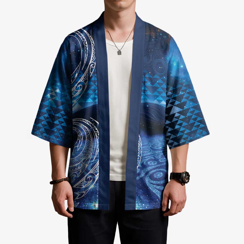 New Zealand Matariki Kimono Taniko Aramoana With Koru Galaxy Sky Night - Polynesian Pride