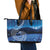 New Zealand Matariki Leather Tote Bag Taniko Aramoana With Koru Galaxy Sky Night