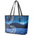 New Zealand Matariki Leather Tote Bag Taniko Aramoana With Koru Galaxy Sky Night