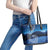 New Zealand Matariki Leather Tote Bag Taniko Aramoana With Koru Galaxy Sky Night