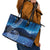 New Zealand Matariki Leather Tote Bag Taniko Aramoana With Koru Galaxy Sky Night