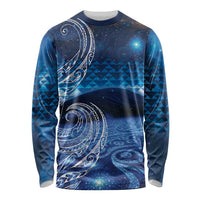 New Zealand Matariki Long Sleeve Shirt Taniko Aramoana With Koru Galaxy Sky Night LT9 Unisex Galaxy - Polynesian Pride