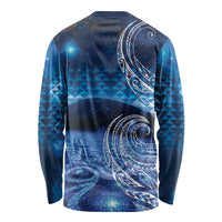 New Zealand Matariki Long Sleeve Shirt Taniko Aramoana With Koru Galaxy Sky Night LT9 - Polynesian Pride