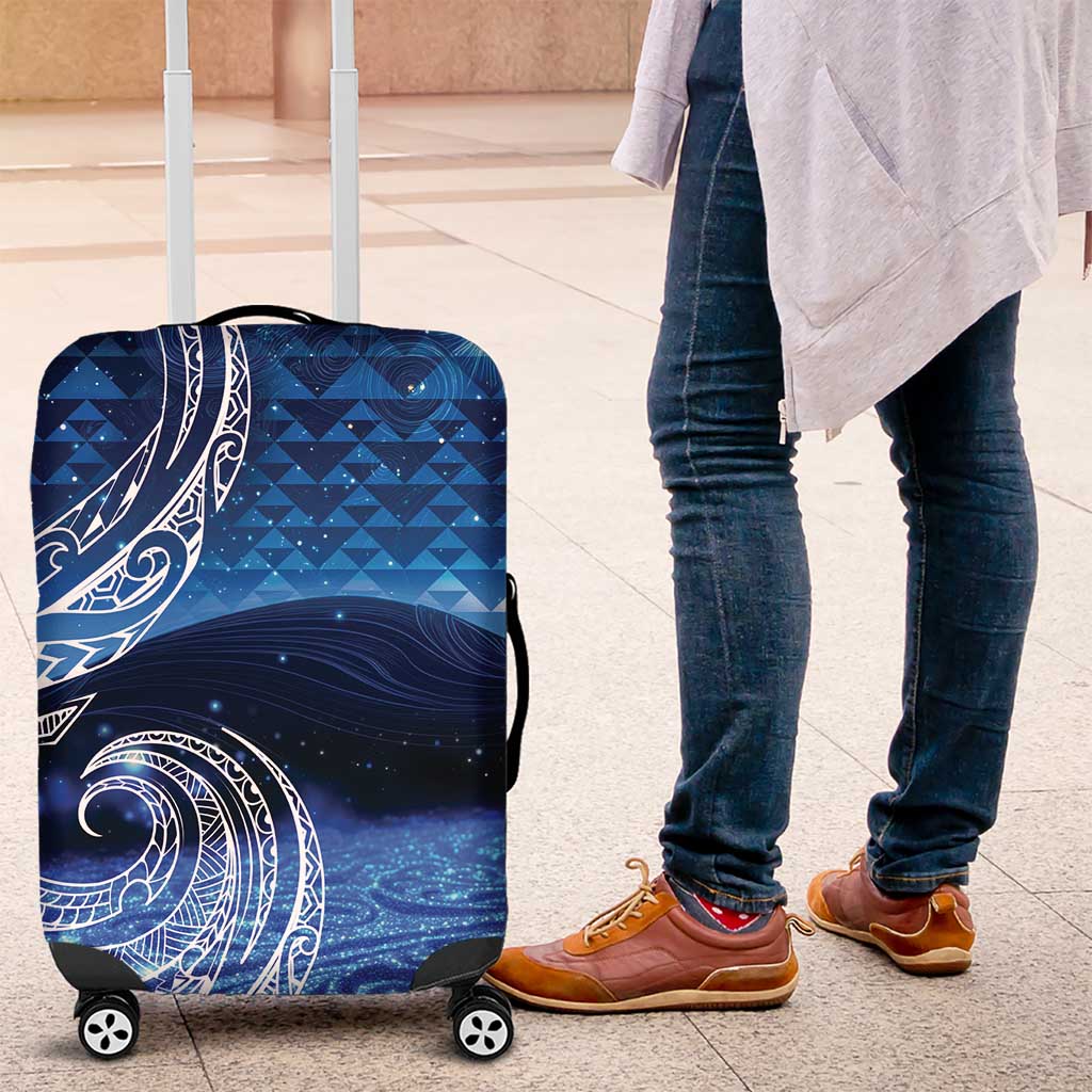 New Zealand Matariki Luggage Cover Taniko Aramoana With Koru Galaxy Sky Night