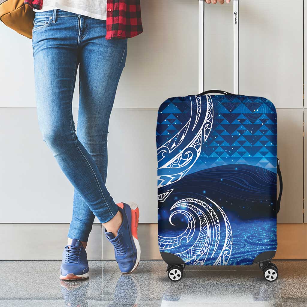 New Zealand Matariki Luggage Cover Taniko Aramoana With Koru Galaxy Sky Night LT9 - Polynesian Pride