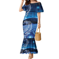 New Zealand Matariki Mermaid Dress Taniko Aramoana With Koru Galaxy Sky Night LT9 Women Galaxy - Polynesian Pride