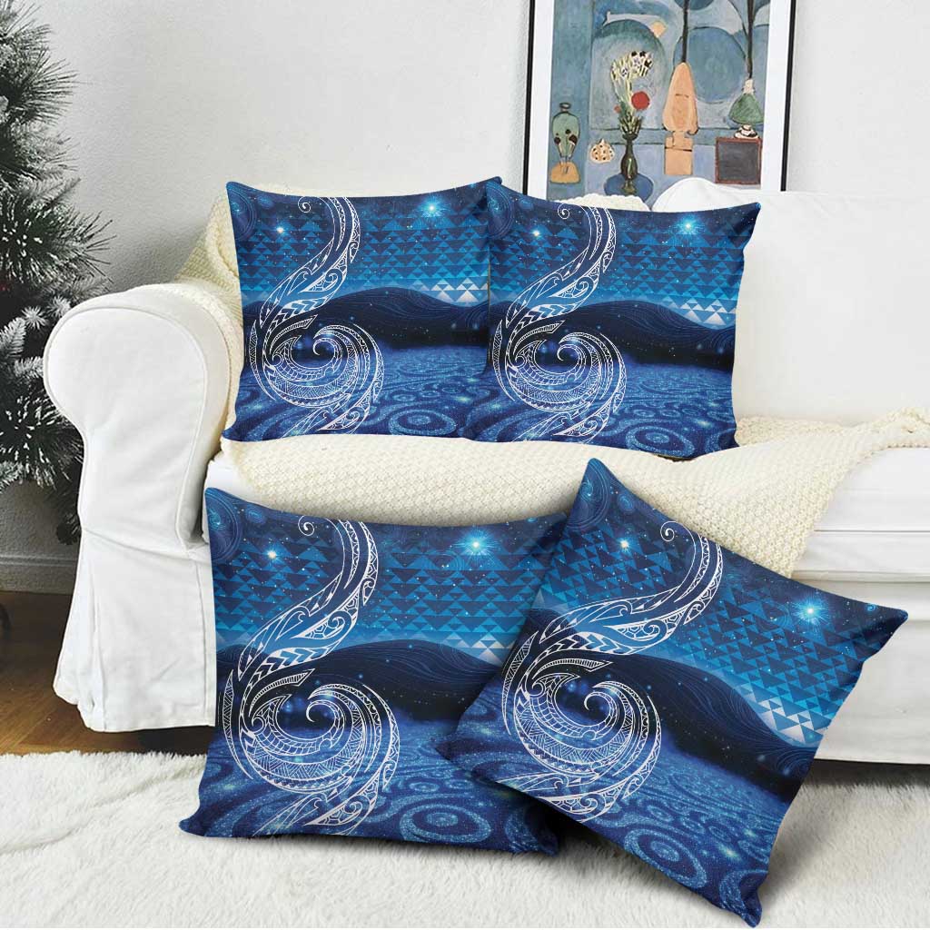 New Zealand Matariki Pillow Cover Taniko Aramoana With Koru Galaxy Sky Night - Polynesian Pride