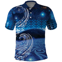 New Zealand Matariki Polo Shirt Taniko Aramoana With Koru Galaxy Sky Night LT9 Galaxy - Polynesian Pride