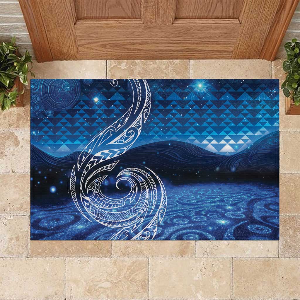 New Zealand Matariki Rubber Doormat Taniko Aramoana With Koru Galaxy Sky Night