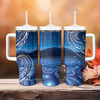 New Zealand Matariki Tumbler With Handle Taniko Aramoana With Koru Galaxy Sky Night LT9 - Polynesian Pride
