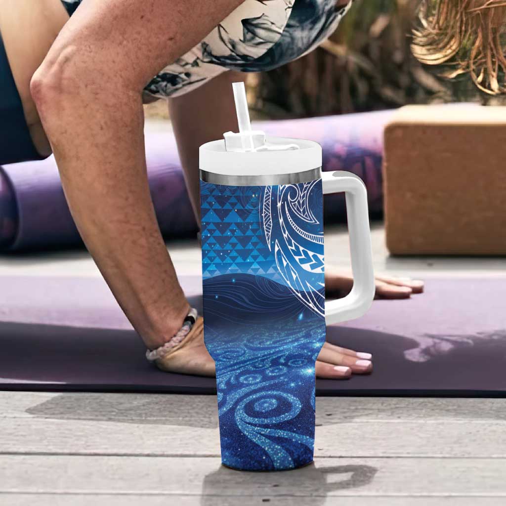 New Zealand Matariki Tumbler With Handle Taniko Aramoana With Koru Galaxy Sky Night LT9 - Polynesian Pride