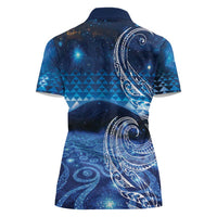 New Zealand Matariki Women Polo Shirt Taniko Aramoana With Koru Galaxy Sky Night LT9 - Polynesian Pride