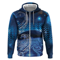New Zealand Matariki Zip Hoodie Taniko Aramoana With Koru Galaxy Sky Night LT9 Zip Hoodie Galaxy - Polynesian Pride