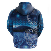 New Zealand Matariki Zip Hoodie Taniko Aramoana With Koru Galaxy Sky Night LT9 - Polynesian Pride