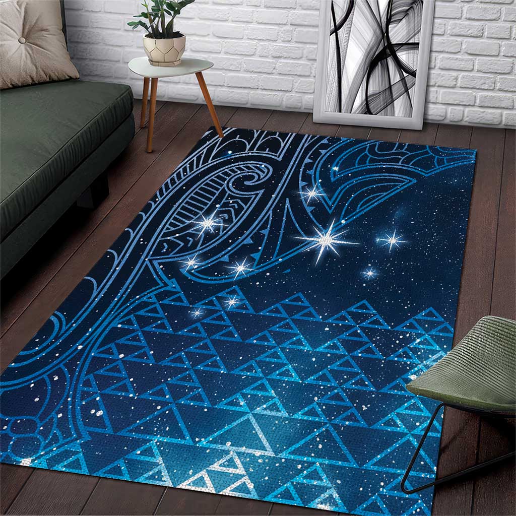 New Zealand Matariki Area Rug Taniko Aramoana With Maori Galaxy Sky Night LT9 Galaxy - Polynesian Pride