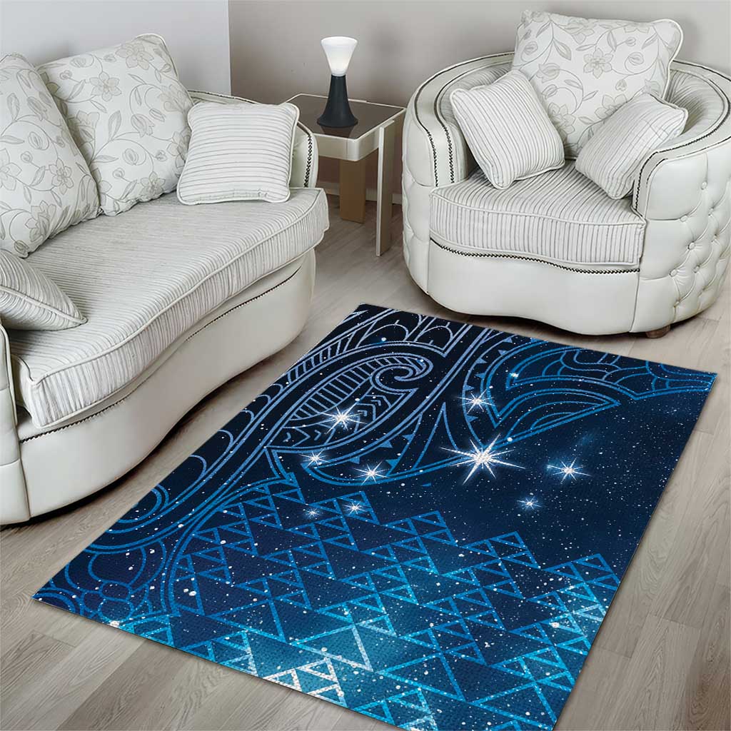 New Zealand Matariki Area Rug Taniko Aramoana With Maori Galaxy Sky Night LT9 - Polynesian Pride