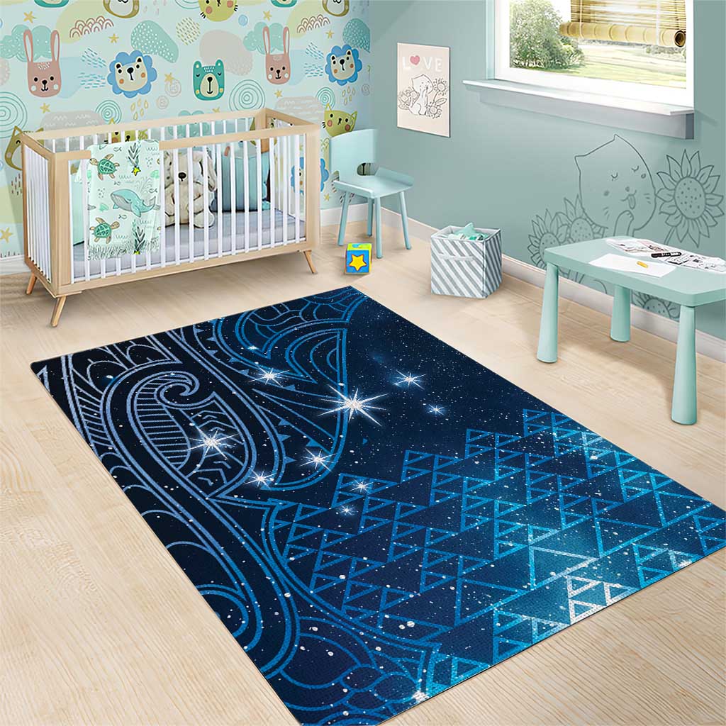 New Zealand Matariki Area Rug Taniko Aramoana With Maori Galaxy Sky Night LT9 - Polynesian Pride