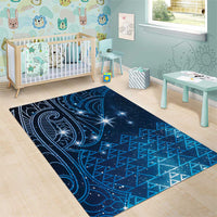 New Zealand Matariki Area Rug Taniko Aramoana With Maori Galaxy Sky Night LT9 - Polynesian Pride