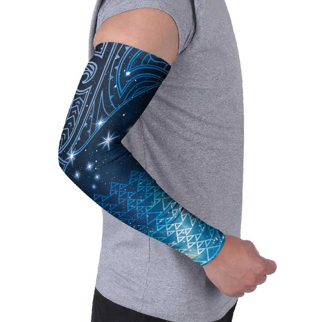 New Zealand Matariki Arm Sleeves Taniko Aramoana With Maori Galaxy Sky Night - Polynesian Pride