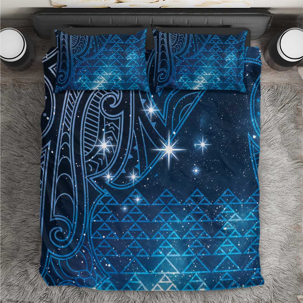 New Zealand Matariki Bedding Set Taniko Aramoana With Maori Galaxy Sky Night