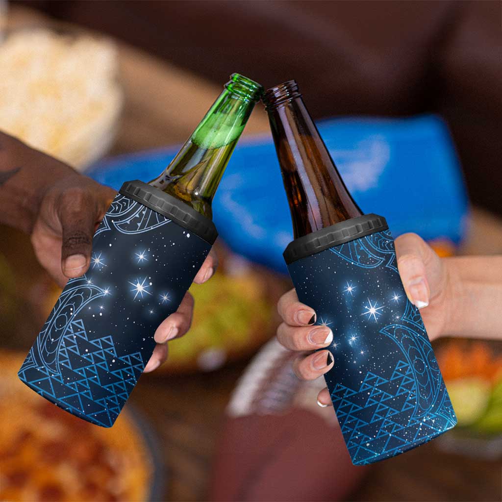 New Zealand Matariki 4 in 1 Can Cooler Tumbler Taniko Aramoana With Maori Galaxy Sky Night