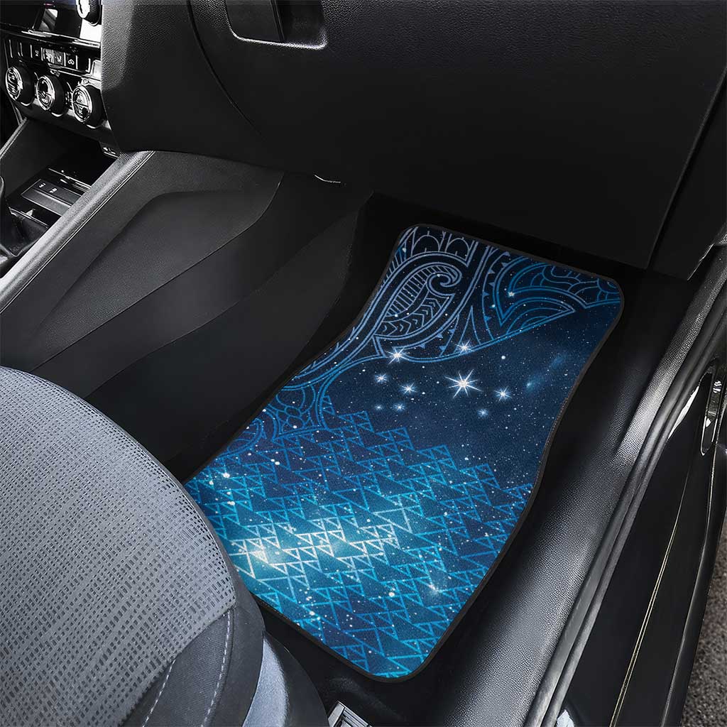 New Zealand Matariki Car Mats Taniko Aramoana With Maori Galaxy Sky Night LT9 - Polynesian Pride