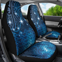 New Zealand Matariki Car Seat Cover Taniko Aramoana With Maori Galaxy Sky Night LT9 - Polynesian Pride