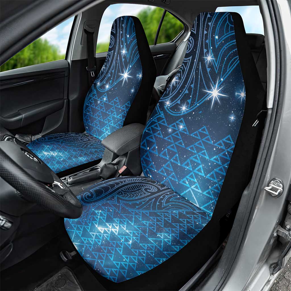 New Zealand Matariki Car Seat Cover Taniko Aramoana With Maori Galaxy Sky Night LT9 - Polynesian Pride