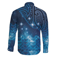 New Zealand Matariki Family Matching Off The Shoulder Long Sleeve Dress and Hawaiian Shirt Taniko Aramoana With Maori Galaxy Sky Night