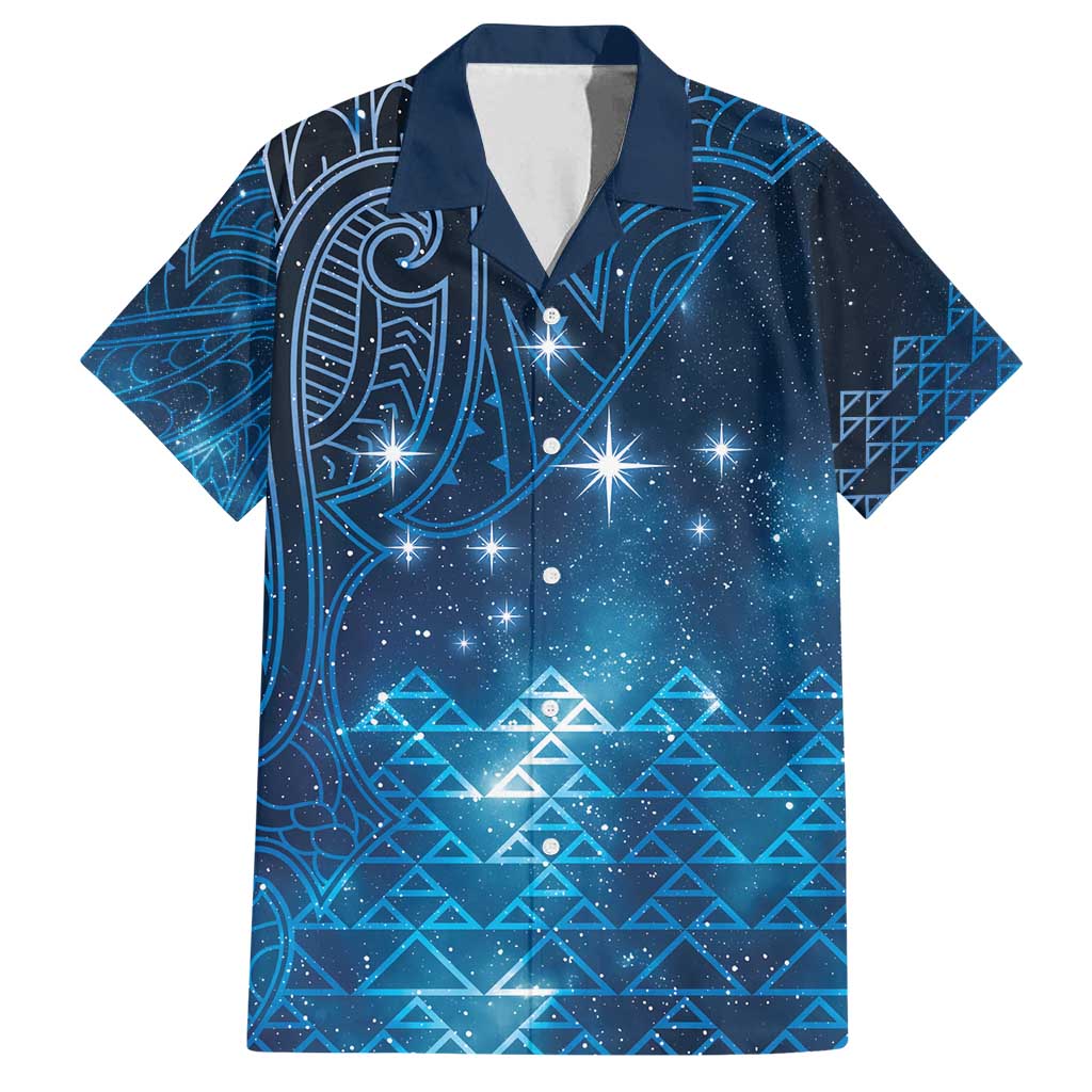 New Zealand Matariki Family Matching Off Shoulder Short Dress and Hawaiian Shirt Taniko Aramoana With Maori Galaxy Sky Night