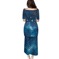 New Zealand Matariki Family Matching Puletasi and Hawaiian Shirt Taniko Aramoana With Maori Galaxy Sky Night LT9 - Polynesian Pride