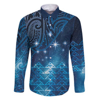 New Zealand Matariki Family Matching Summer Maxi Dress and Hawaiian Shirt Taniko Aramoana With Maori Galaxy Sky Night LT9 Dad's Shirt - Long Sleeve Galaxy - Polynesian Pride