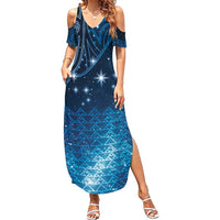 New Zealand Matariki Family Matching Summer Maxi Dress and Hawaiian Shirt Taniko Aramoana With Maori Galaxy Sky Night LT9 Mom's Dress Galaxy - Polynesian Pride
