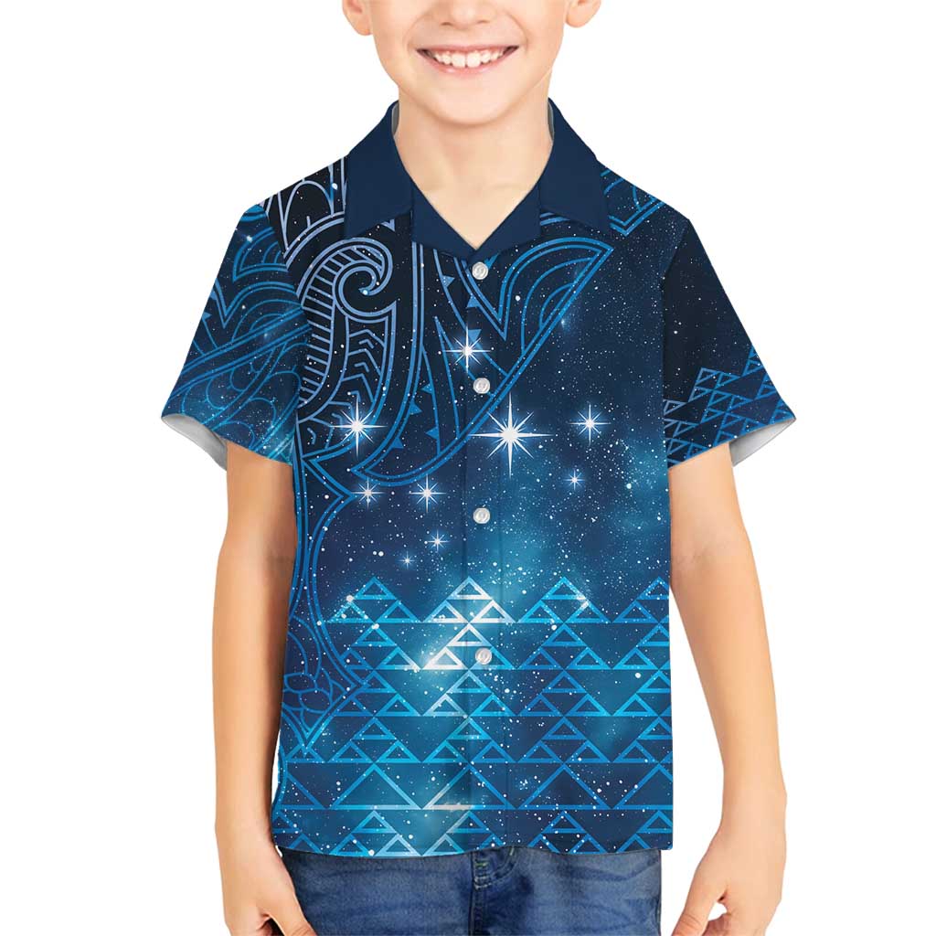 New Zealand Matariki Family Matching Summer Maxi Dress and Hawaiian Shirt Taniko Aramoana With Maori Galaxy Sky Night LT9 Son's Shirt Galaxy - Polynesian Pride