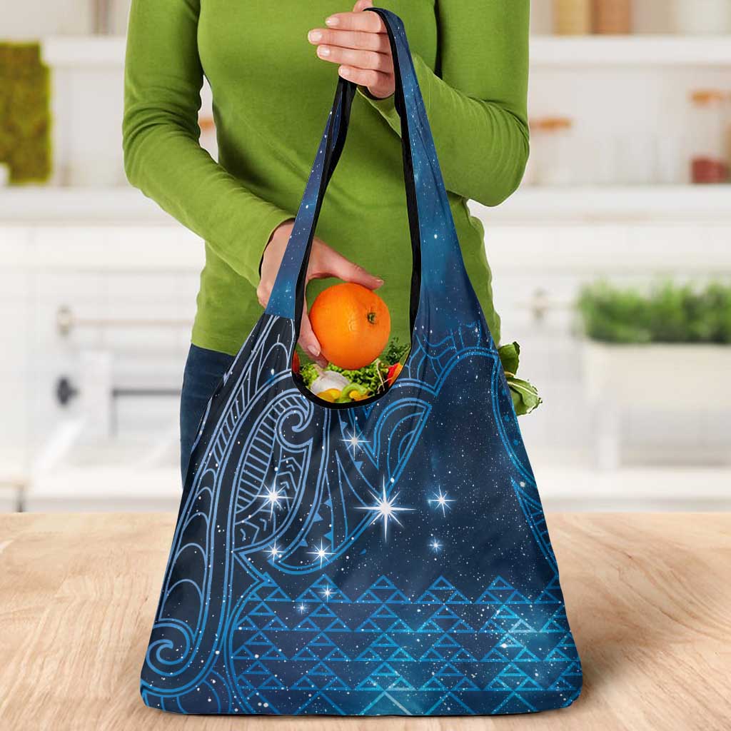 New Zealand Matariki Grocery Bag Taniko Aramoana With Maori Galaxy Sky Night LT9 - Polynesian Pride