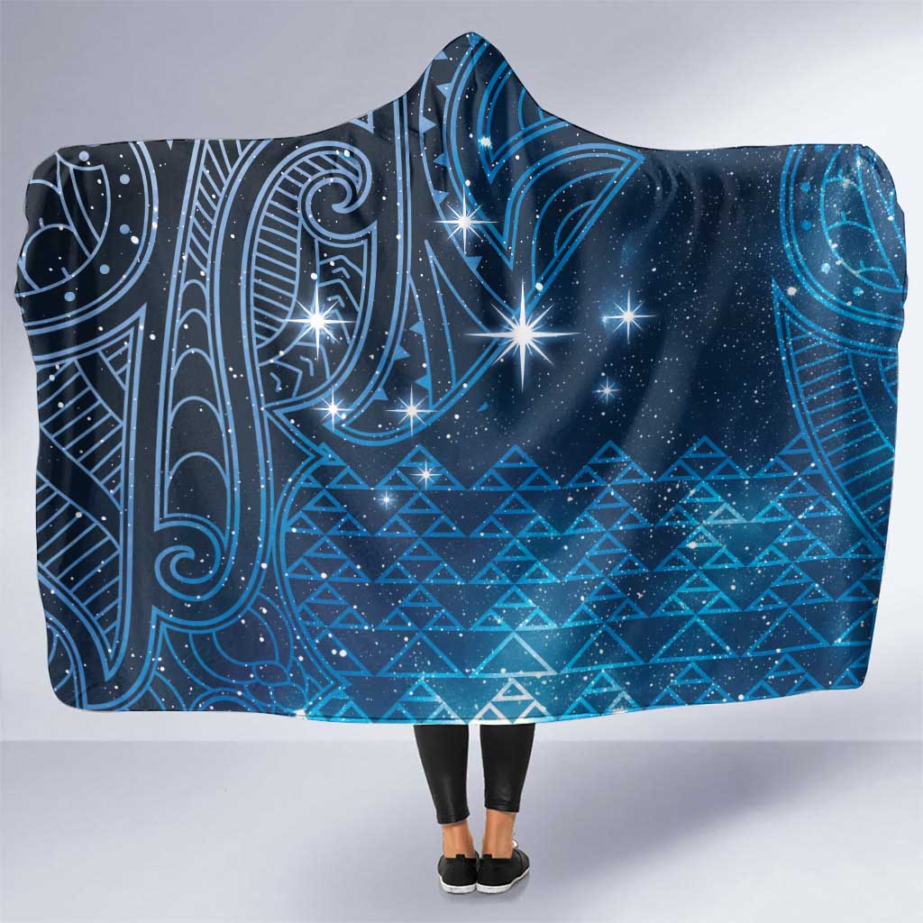 New Zealand Matariki Hooded Blanket Taniko Aramoana With Maori Galaxy Sky Night