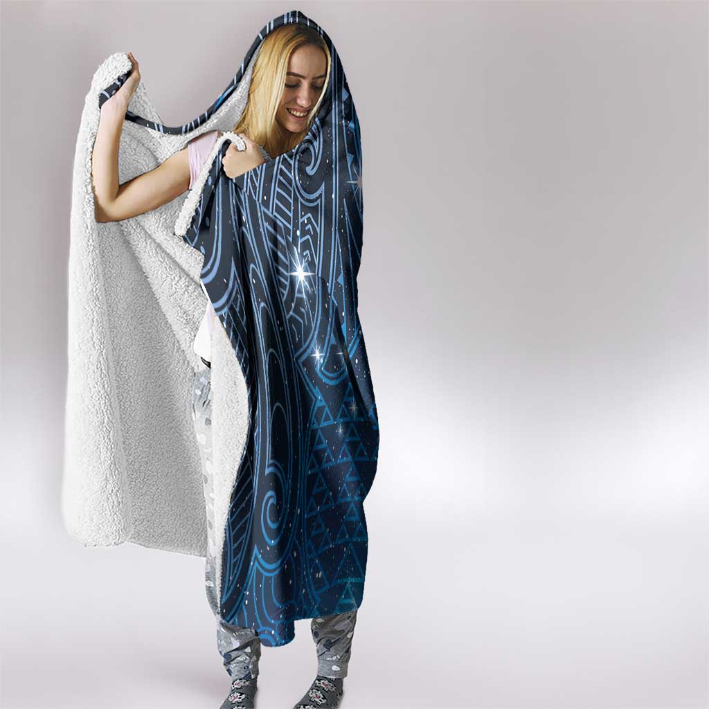 New Zealand Matariki Hooded Blanket Taniko Aramoana With Maori Galaxy Sky Night LT9 - Polynesian Pride